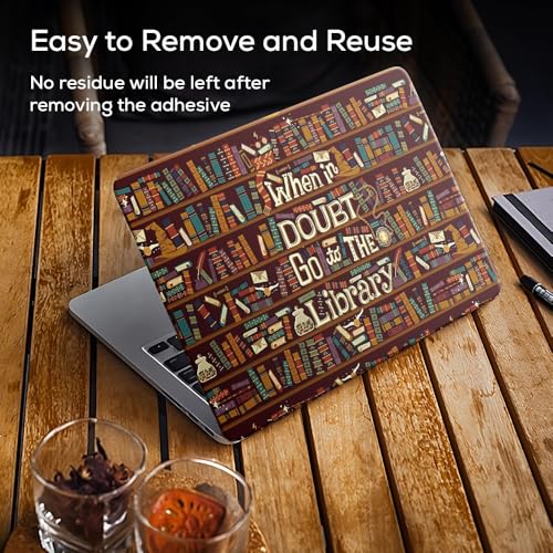 Image of Galaxsia Library Quote Top+Wrist Pad Vinyl Laptop Skin /Sticker /Cover Upto 15.6 Inches Laptops Laminated-Removable-HD Quality Compatible for Hp-Dell-Sony-Lenovo-Asus etc.(15x10 Inches)
