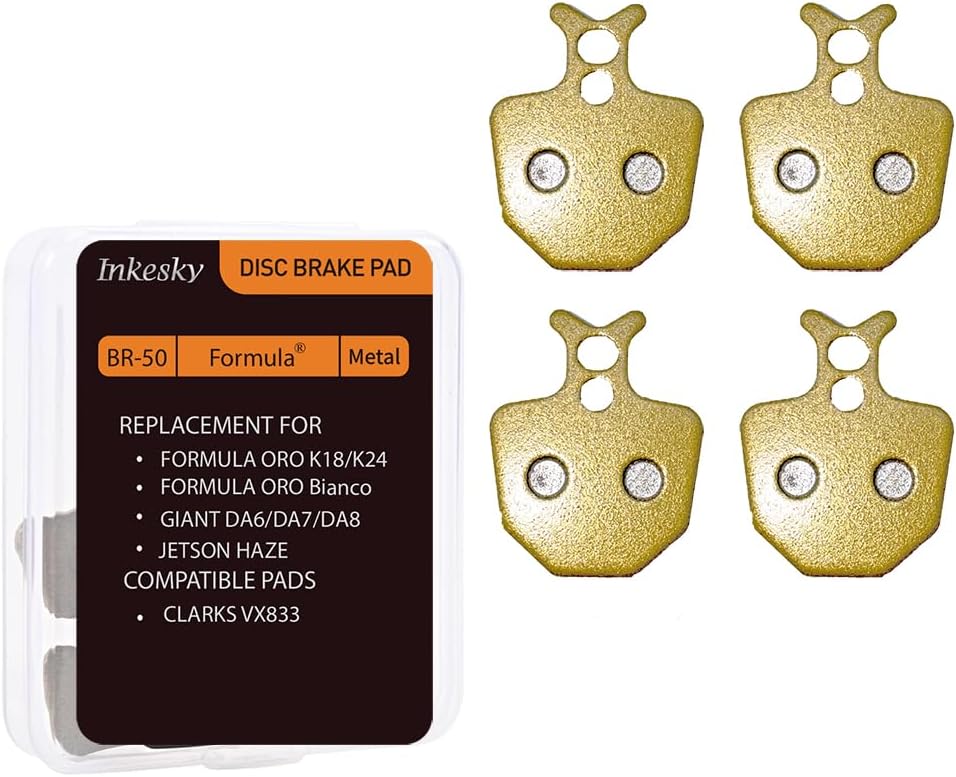 Inkesky Disc Brake Pads, Metal, Compatible with Jetson Haze Electric Bike, Formula ORO K18 /K24/Bianco, Giant DA6 DA7 DA8,Clarks VX833-2 Pairs