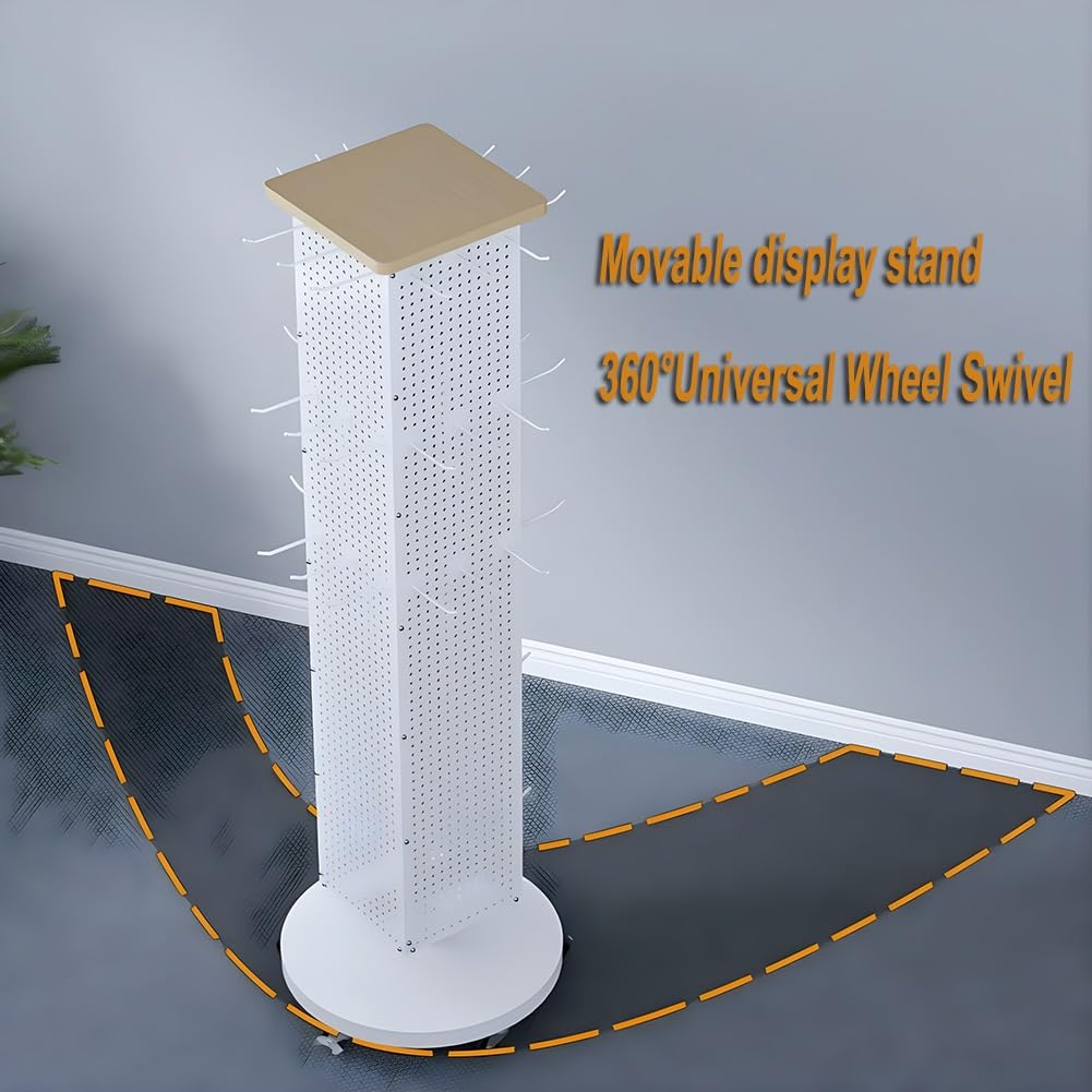 Espositore da Terra a Torre a Quattro Lati, espositore da banco Girevole, con 60 Ganci, per esporre Cuffie, Adesivi, Gioielli, Nero - 145 cm,Black-145 cm