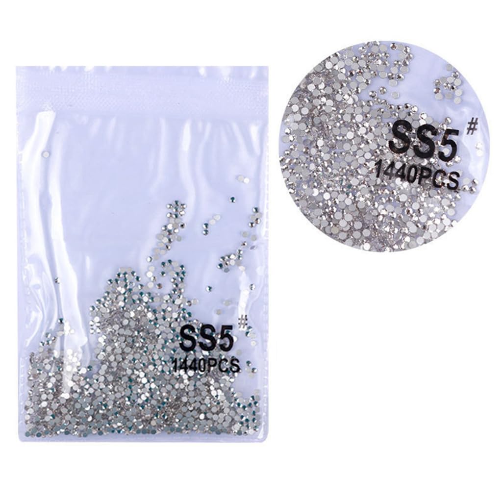 CAZSTYK 1440Pcs/set Crystal Mixed Nail Gems Gemstones Flat Back Round Shape Rhinestones