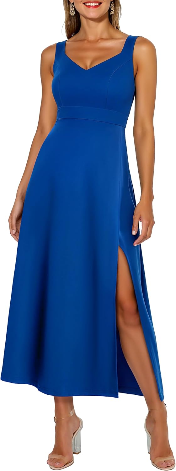 Bbonlinedress Women V Neck Sleeveless Split Formal Wedding Guest Dress Prom Evening Party Cocktail Long Dresses