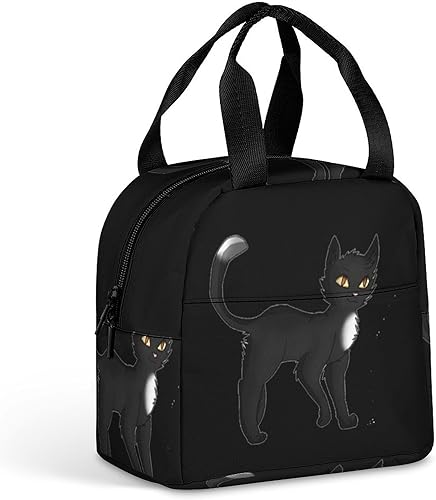 Black Cat Warrior - Lonchera para mujeres y hombres, con aislamiento, reutilizable, bolsa de almuerzo