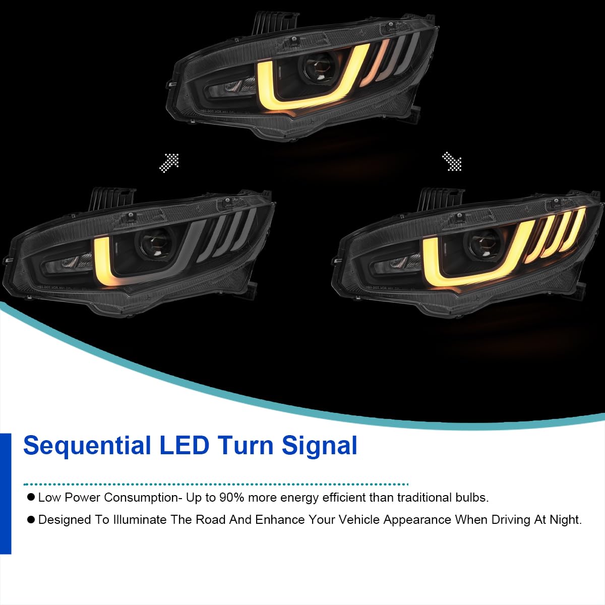 Amazon.com: SPEC-D TUNING Black LED Tube Projector Headlights w
