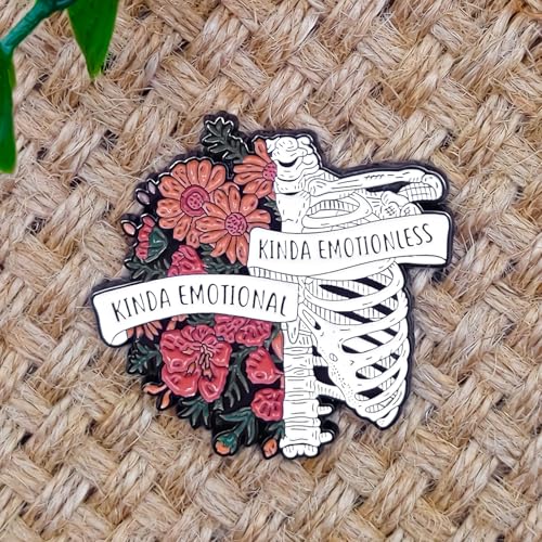 Image of Kinda Emotional, Kinda Emotionless Enamel Pin - Gothic Series | Premium Enamel Pin - Statement Lapel Pin - Plated Badge for Clothing, Bags, Hats, Jackets, and Lanyards