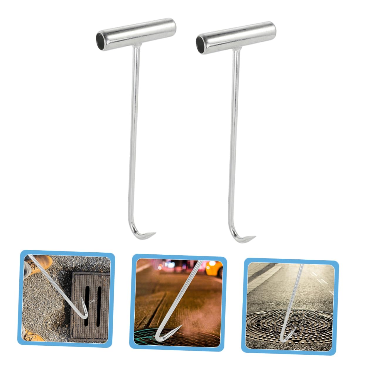 Homoyoyo Manhole Lifting Hooks Heavy Duty Metal Hooks for Manhole Cover Easy to Use for Plumbers