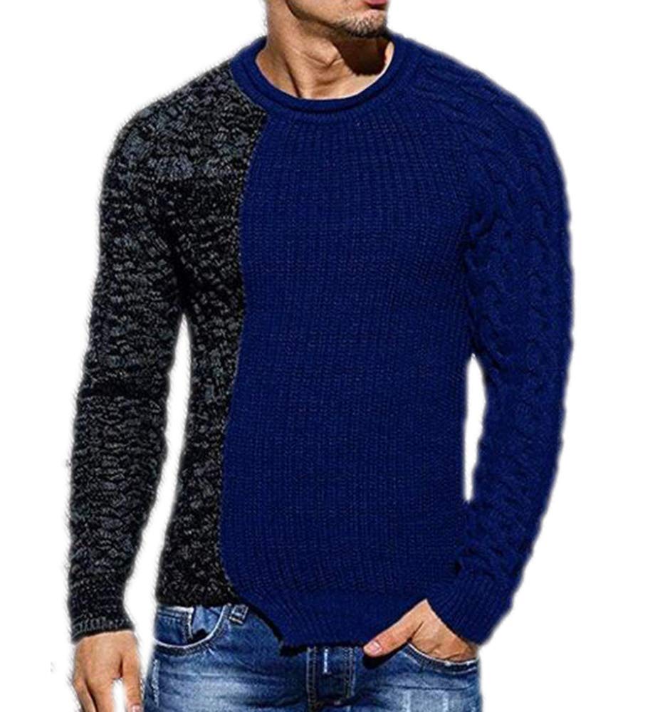 Men's Jumper Knit Pullover with Crew Neck Lightweight Sweater