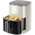 Sweetcrispy Air Fryer 6QT with Window, Square Airfryer Oven 12-in-1 for Family, 400°F Rapid Air Crispy Technology, Roast Bake Dehydrate, Nonstick & Easy-Clean Basket,Grey Black
