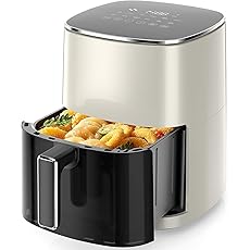 Sweetcrispy Air Fryer 6QT with Window, Square Airfryer Oven 12-in-1 for Family, 400°F Rapid Air Crispy Technology, Roast Bake Dehydrate, Nonstick & Easy-Clean Basket,Grey Black