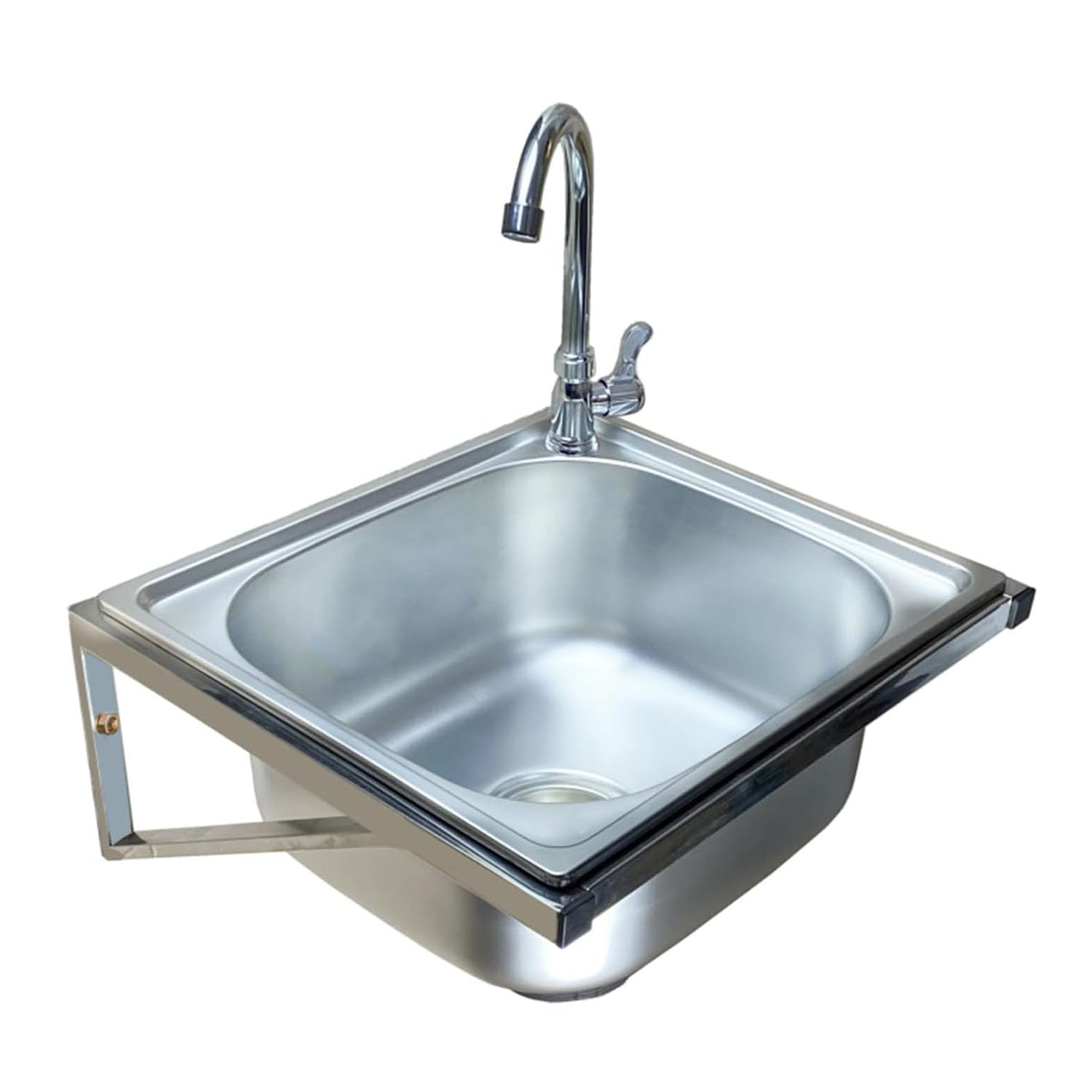 CSXSXAUO Wall Mounted Stainless Steel Sink with Rotating Faucet and Drainer for Commercial Handwashing in Restaurants Garages