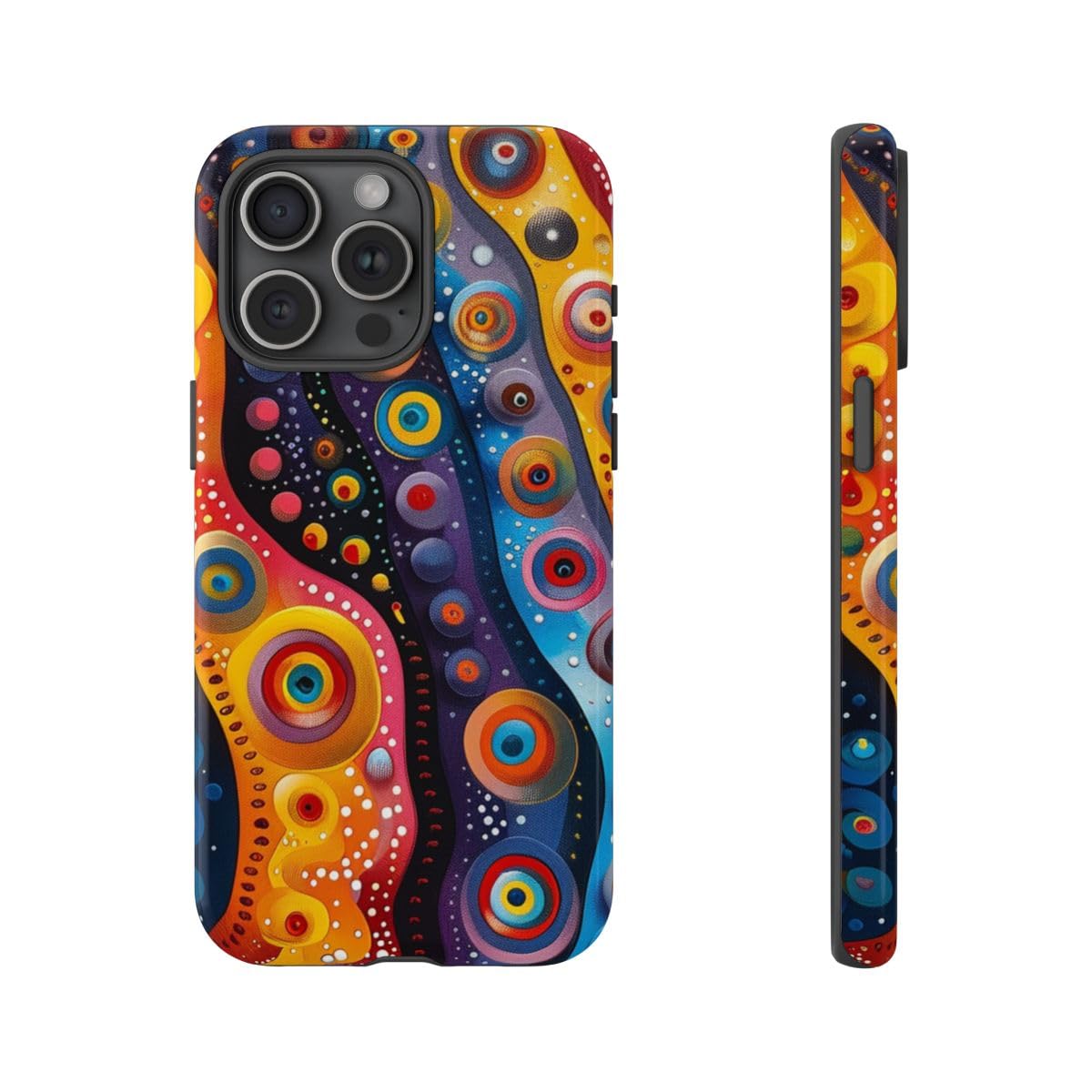Coque rigide brillante motif circulaire abstrait finition premium - 4