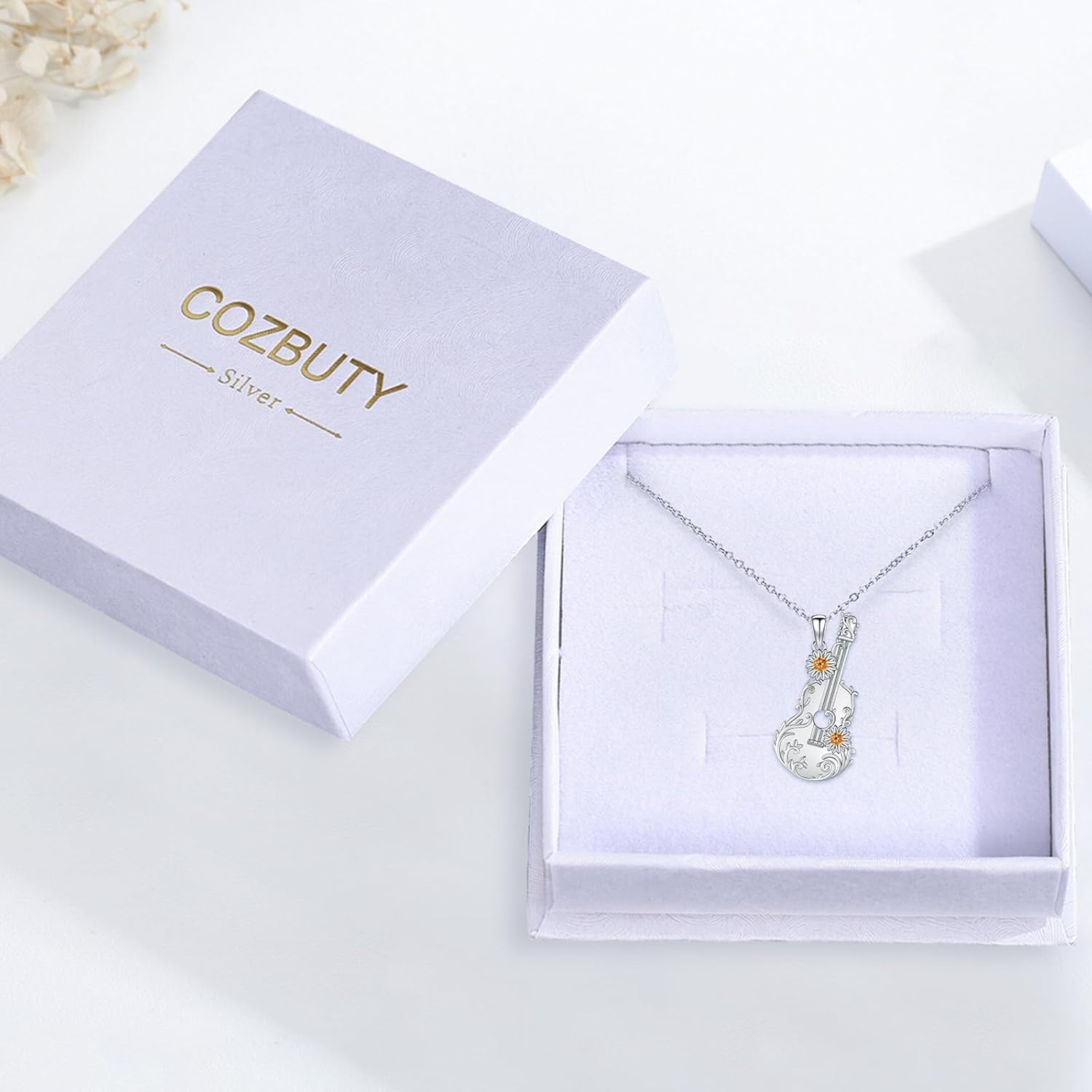 CUOKA MIRACLE Guitar Necklace S925 Sterling Silver Guitar Necklaces For Women Music Necklace Guitar Music Jewelry Gifts For Women Music Guitar Lover Graduation Gifts - Image 7