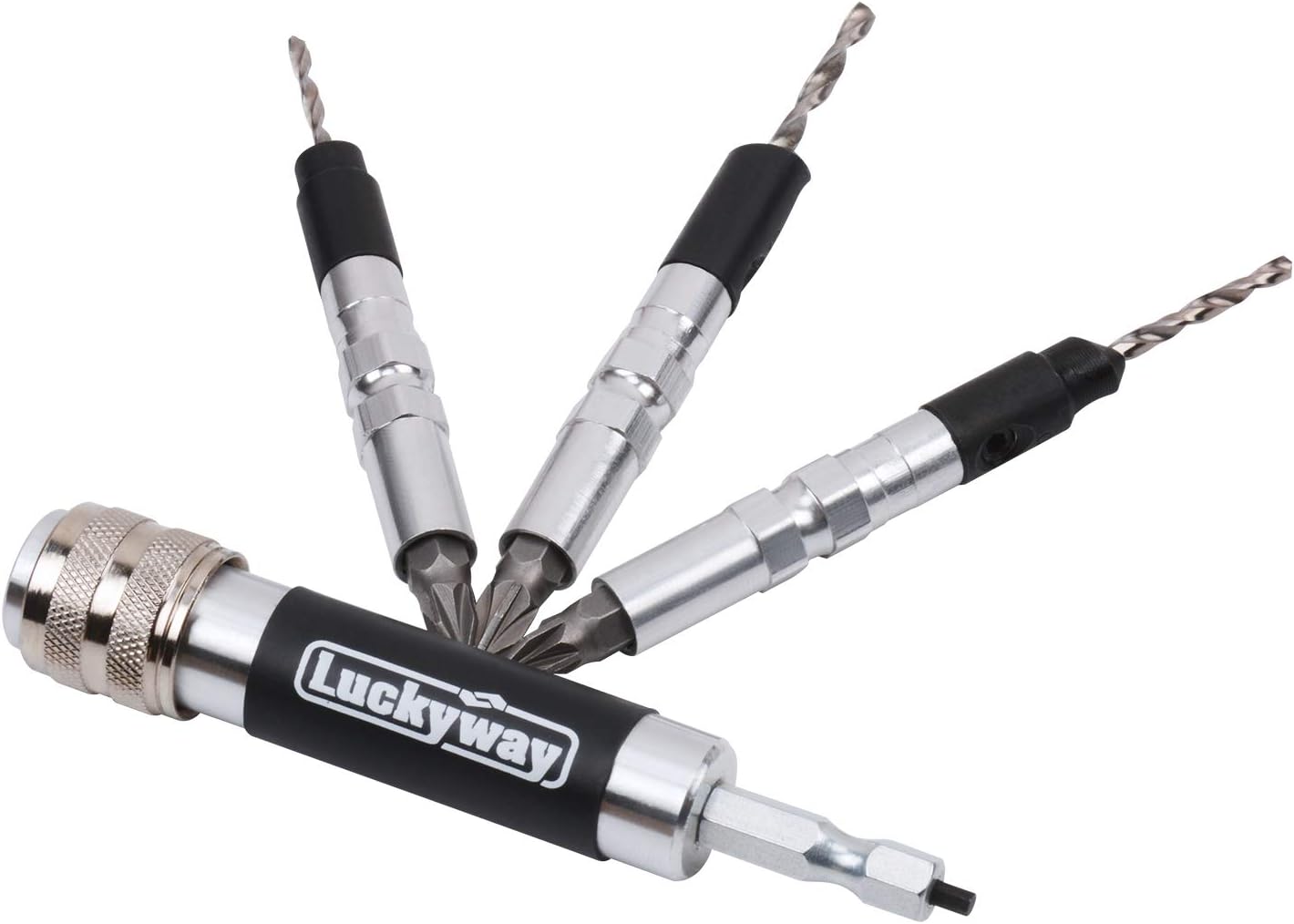 Countersink Drill Bit Set #6, #8, #10 for Wood, Drill Counter Sink Flip Drive 3 in 1 Complete Unit Set, Including Philips2 Screw Bits 4-Piece