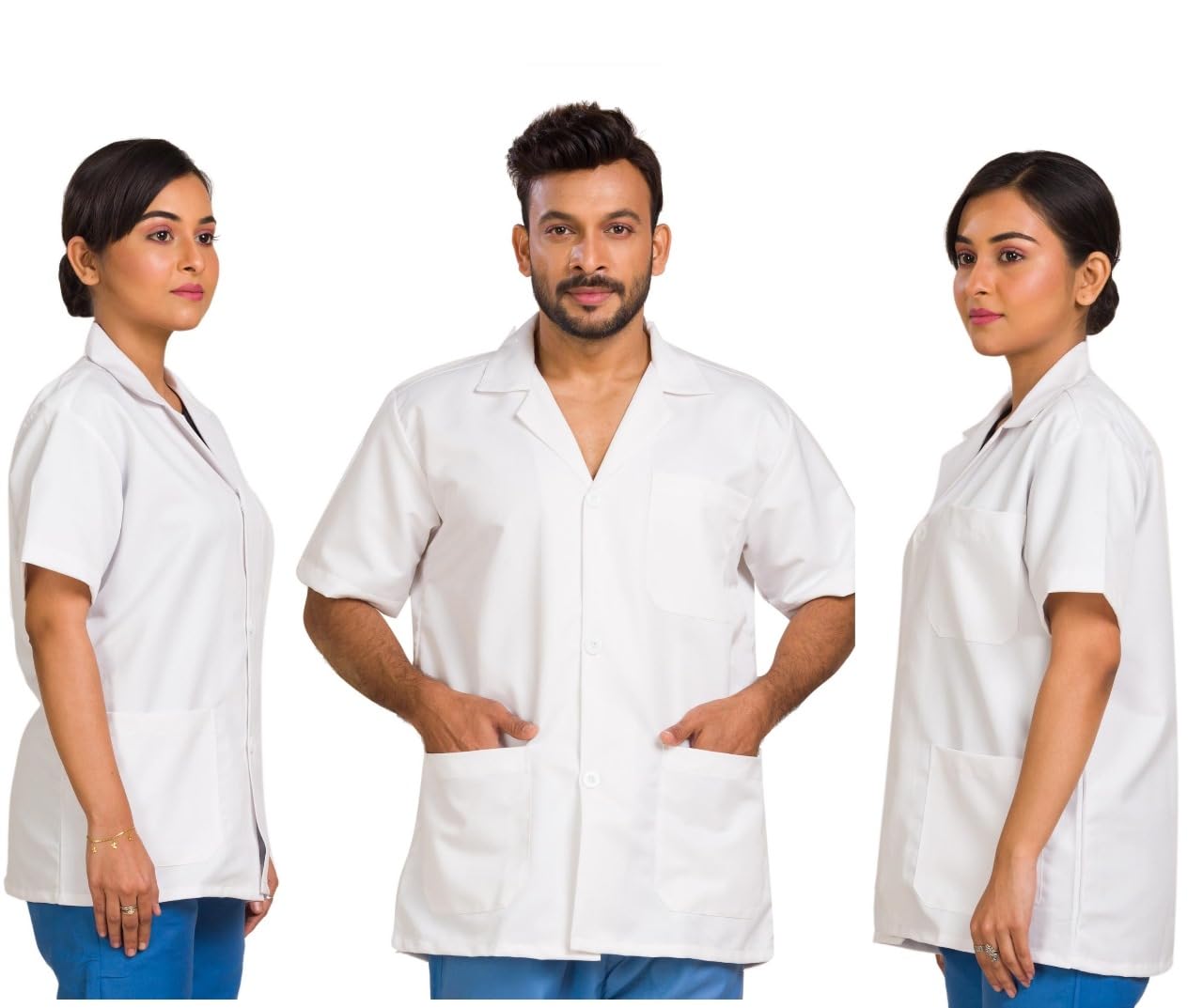 HOSPRIQS Half Sleeves Pharmaceutical Unisex Lab Coat- White (X-Large)-picture-50