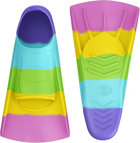 Gintenco Aletas de natación para niños, aletas de entrenamiento de natación para natación, aletas de tamaño de viaje con bolsa de malla, aletas de