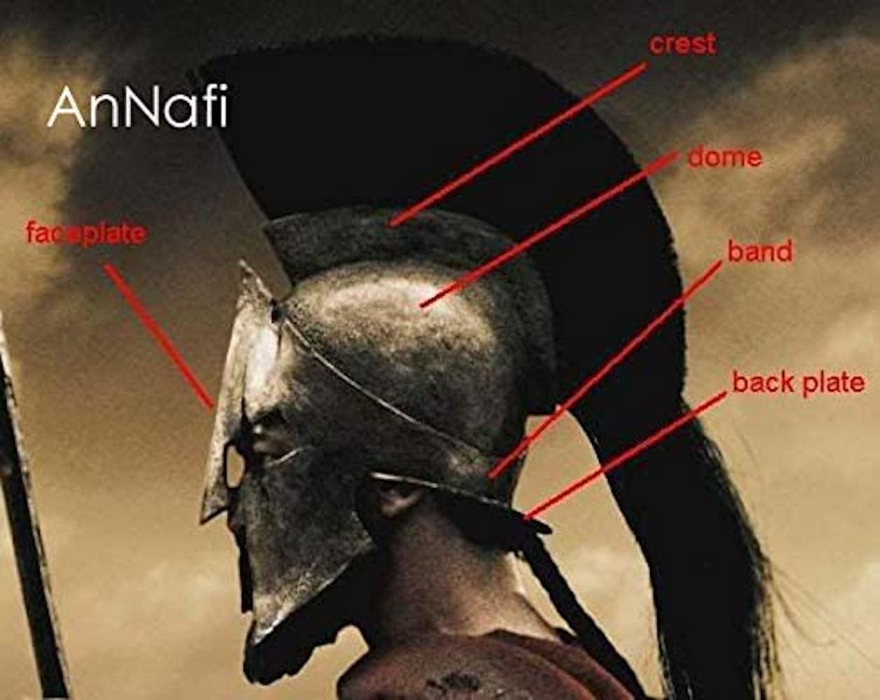 AnNafi® Medieval Greek Spartan Helmet 300 Movie King Leonidas Roman Helmet Black Finish w Red/Black Plume | Legions Helmets