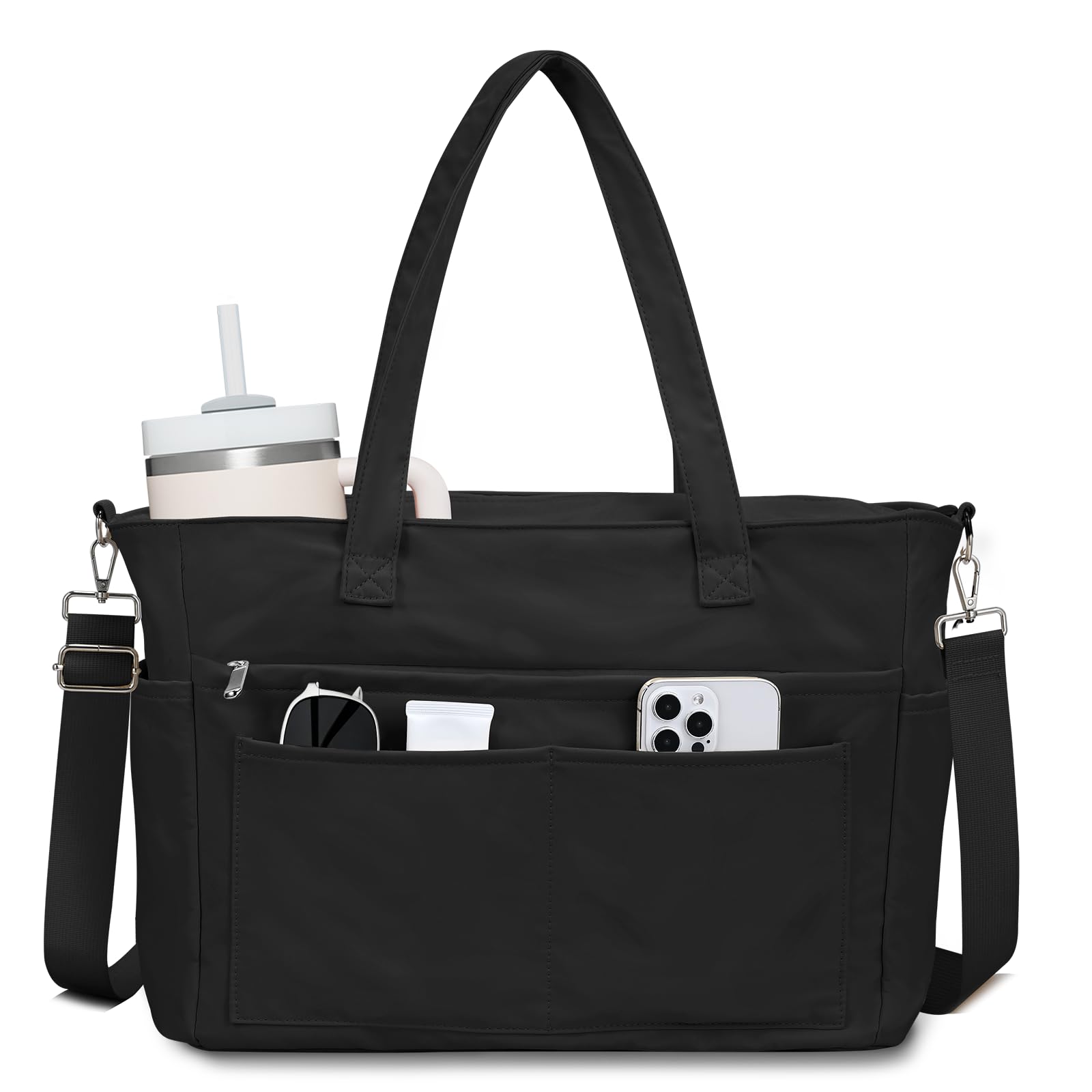 oscaurt Work Tote Bag for Women, 19 Pockets Laptop Tote, Large Teacher Tote | 15.6" Laptop Compartment & 40oz Cup Holder, Wat