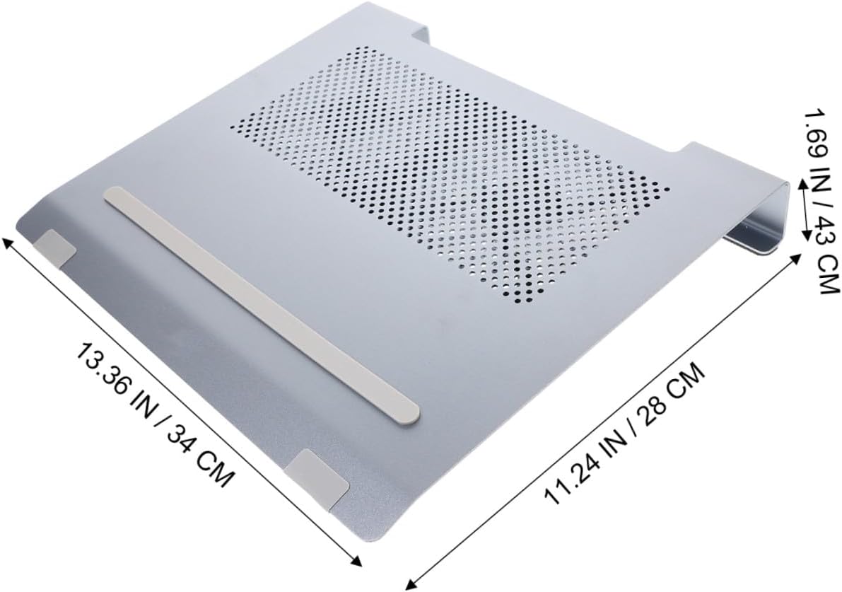 Aluminum Alloy Laptop Cooling Pad Stand with Dual Fans, Ventilated Cooler Support for Notebooks to 17.3 Inch, Quiet Cooling Rack for Gaming and Office Use, Gray