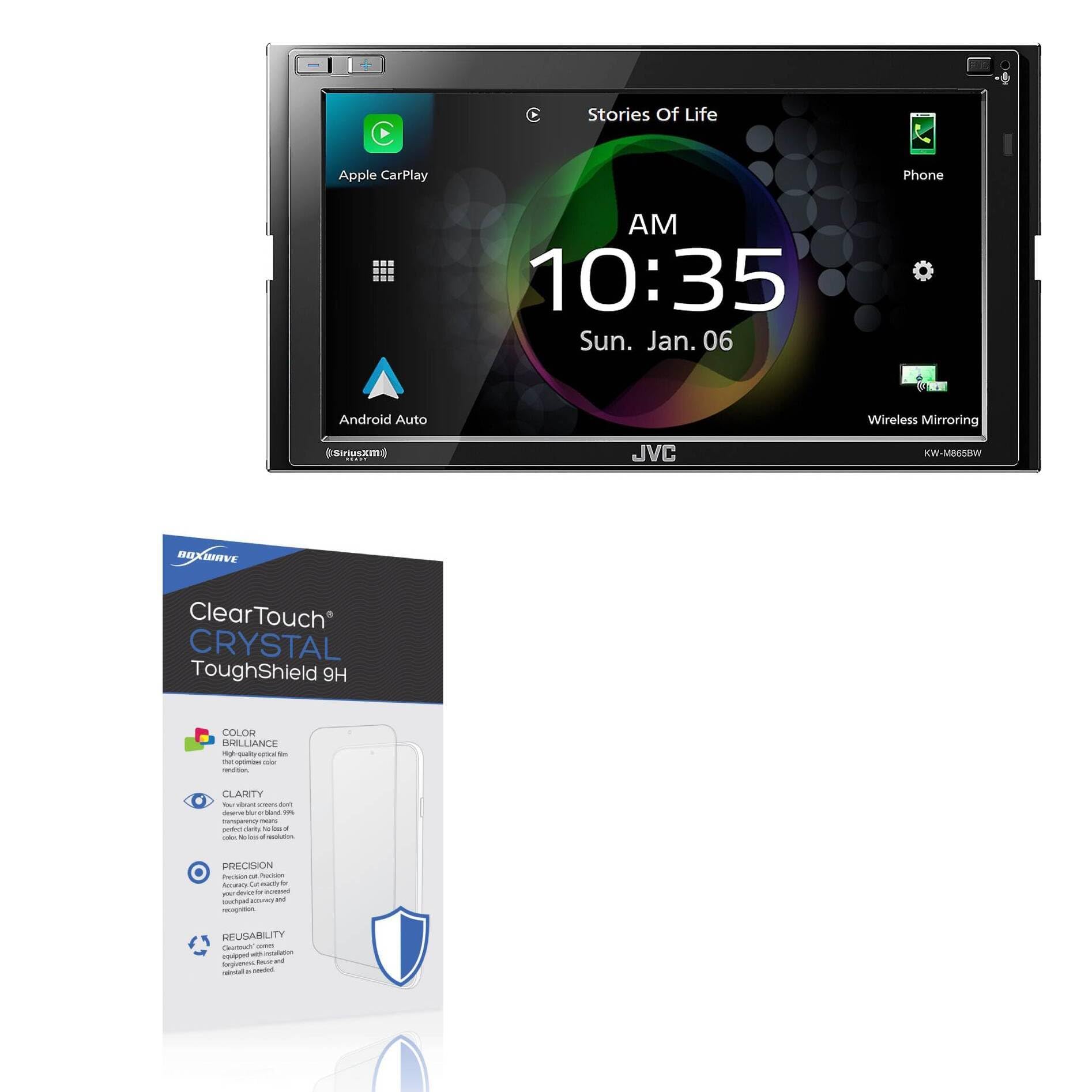 BoxWave Screen Protector Compatible with JVC KW-M865BW - ClearTouch Crystal ToughShield 9H (2-Pack), Clear 9H Tough Flexible Film Screen Protector