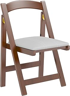 VTV Wooden Folding Chairs with Padded Cushion,Foldable Portable Commercial Chair Bamboo Folding for Indoor and Outdoor Events Party Chair for Home Office, Guest Room,Conference Room (Walnut)