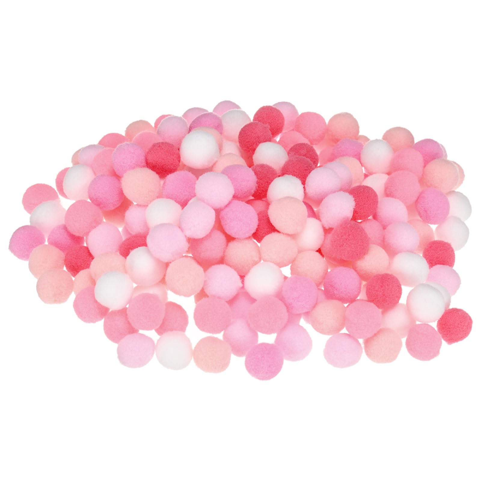 M METERXITY 200-Pack Pom Poms for Craft, 0.59" (15mm) Polyester Pink Series Soft and Fluffy Pompom for Arts Craft Making/Decorations/DIY Projects, Multicolor Pompoms Balls