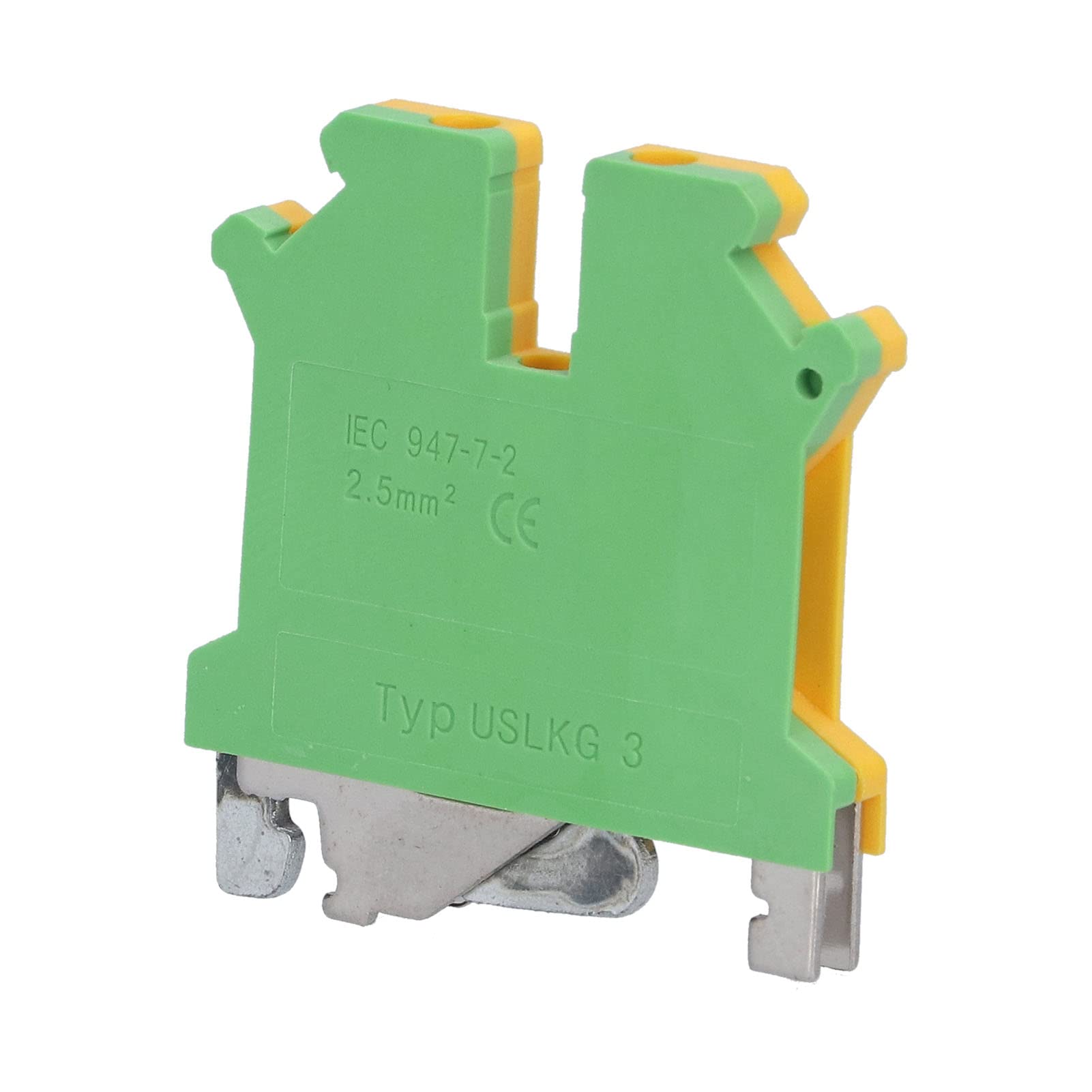 Bornier de Mise à la Terre en Cuivre Pur monté sur Rail DIN, Bornier de Terre Jaune Vert Type USLKG‑ 3, 50 Pièces, Accessoires Professionnels