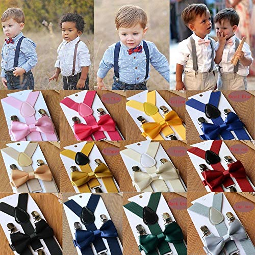 Tirantes Conjunto de Pajarita con Tirantes elásticos for niños, Traje a Juego for niño y niña, Pajarita, Traje de Boda, cinturón Ajustable con Espalda en Y (Color : 3)