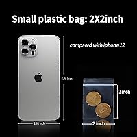 Vista 2 de Mini bolsas de plástico, 400 bolsas de almacenamiento reutilizables transparentes con cremallera de 2 x 2 pulgadas para joyas, dulces, monedas
