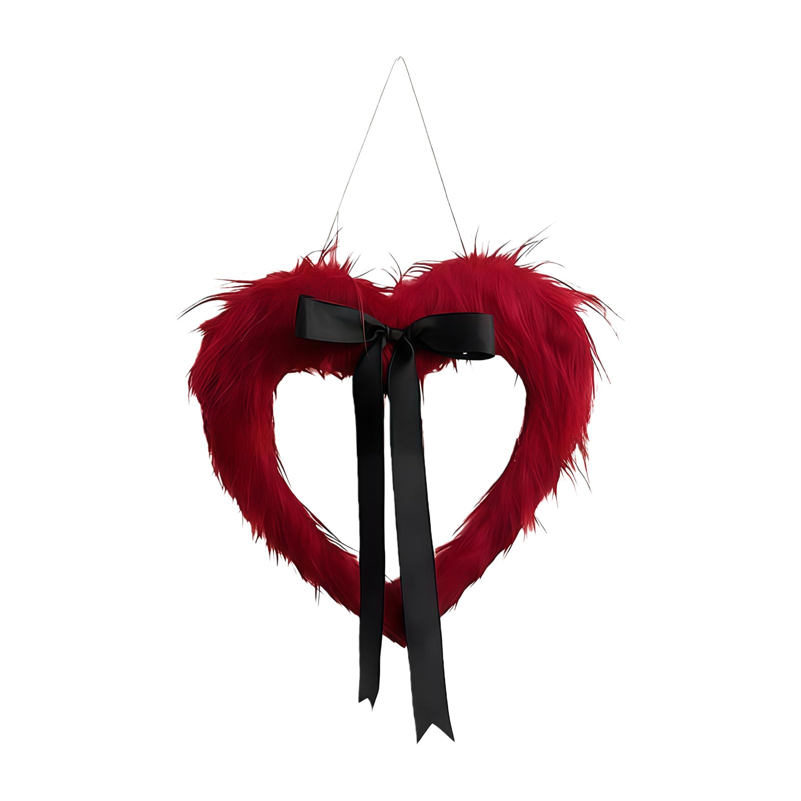 15.7in Red Heart Wreath Valentine Day Heart Wreath Valentines Day Wreaths with Silk Bows for Front Door Decors Valentine ' s Shape
