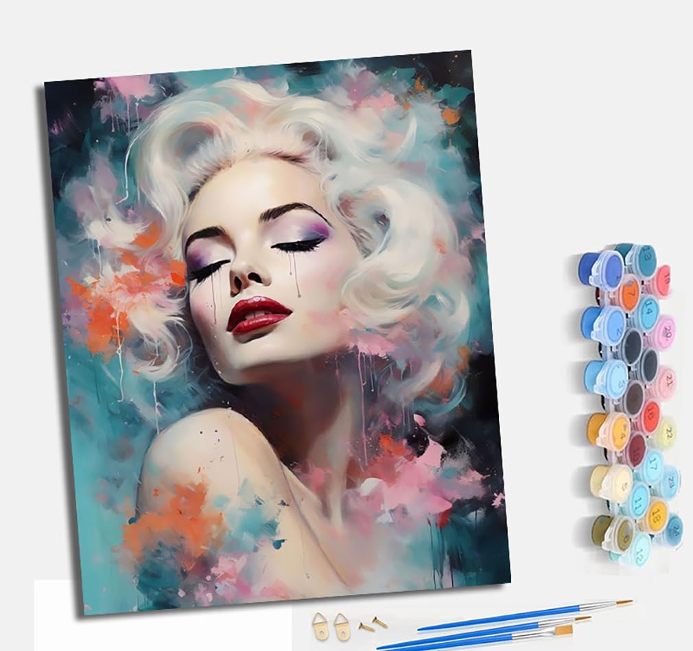 Mlnmeng Paint By Numbers For Adults Painting Kit For Adults Craft Art Painting Kit Acrylic Pigment Drawing Paintwork For Gift Home Wall Decor 16X20 Inch (Without Frame) Dreamy And Sexy Marilyn Monroe