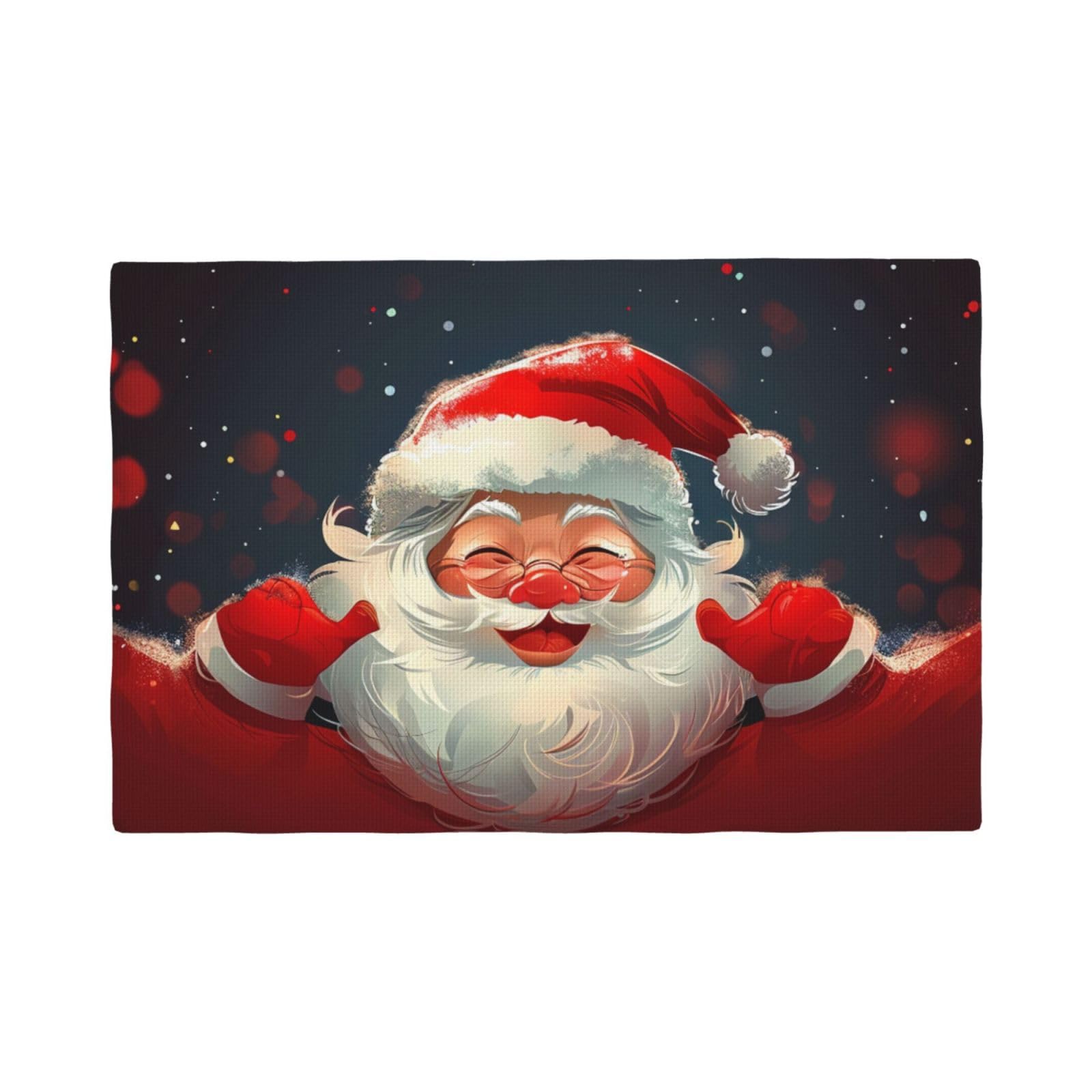 Cute Santa Claus Print Print Placemats Set, Heat Resistant Washable Placemat 12x18in Table Mats for Party Kitchen Dining Table Decoration Indoor Outdoor, Four Pieces