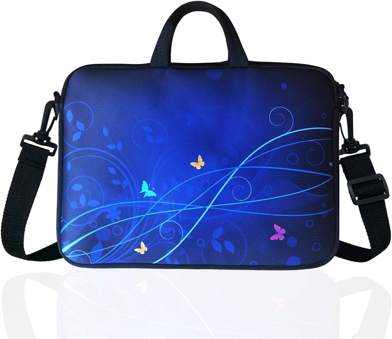 14-Inch Neoprene Laptop Shoulder Messenger Bag Case Sleeve for 13 13.3 14 14.1" Inch Notebook/Chromebook (Blue)