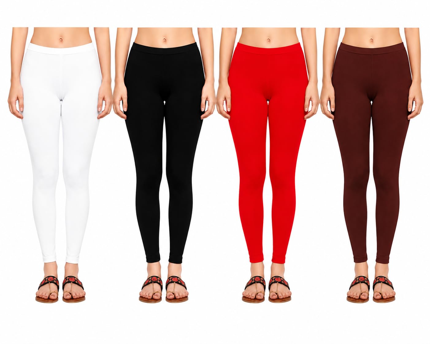 Women's Premium Cotton Stretch Leggings Combo Pack | Ankle Length Churidar Pants for Ethnic Wear, Casual & Everyday Use-picture-33