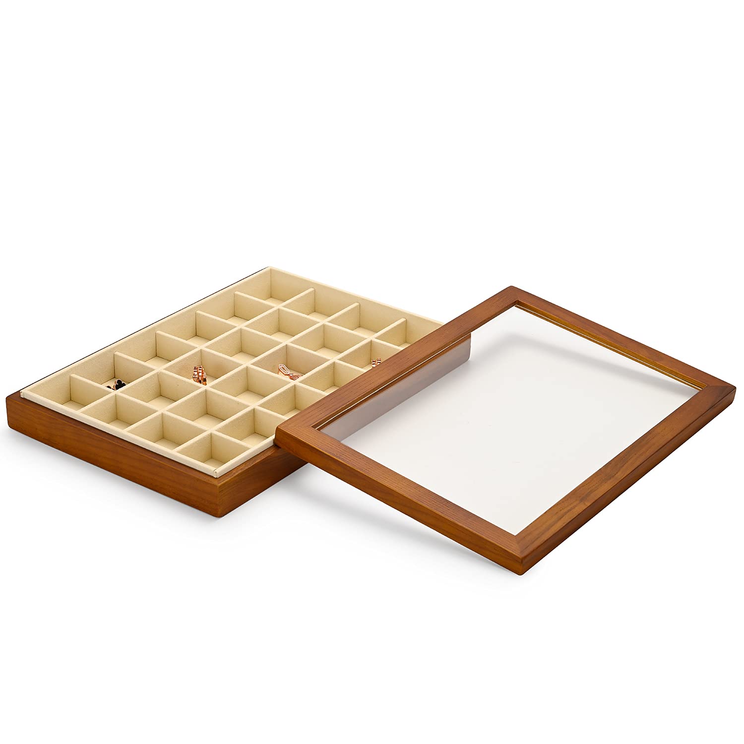 Amazon｜Papten ジュエリートレイ 蓋付き 木製 ジュエリーボックス 24