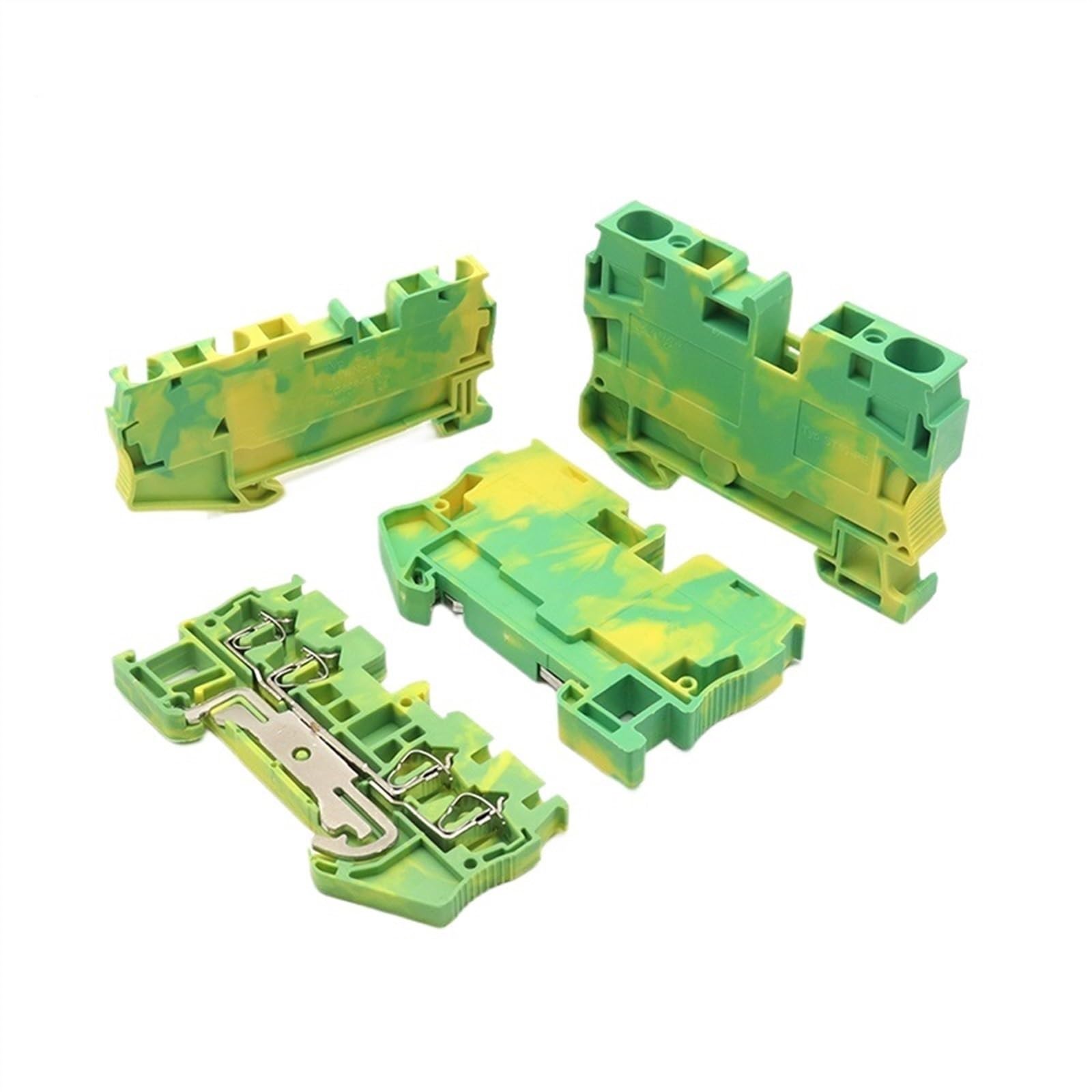 Bornier sur Rail DIN ST, borne de terre à ressort 500V 800V 1000V 17,5a 31A 40A 50A 57A, connecteurs de fil électrique, 10 pièces(STTB2.5-PE)