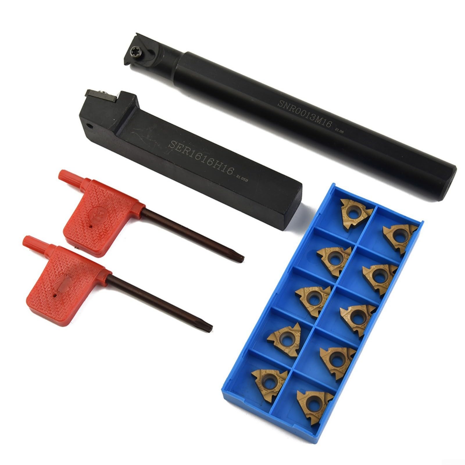 Lot de 12 inserts de filetage interne pour barre d'alésage avec porte-outils SER1616H16 et SNR0013M16 pour plaquettes en carbure d'usinage CNC