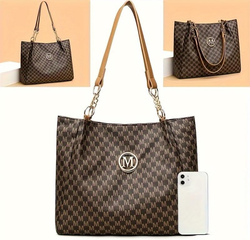 Fashion Women's Shoulder Bag Handbag Foldable-Brown - Image 3