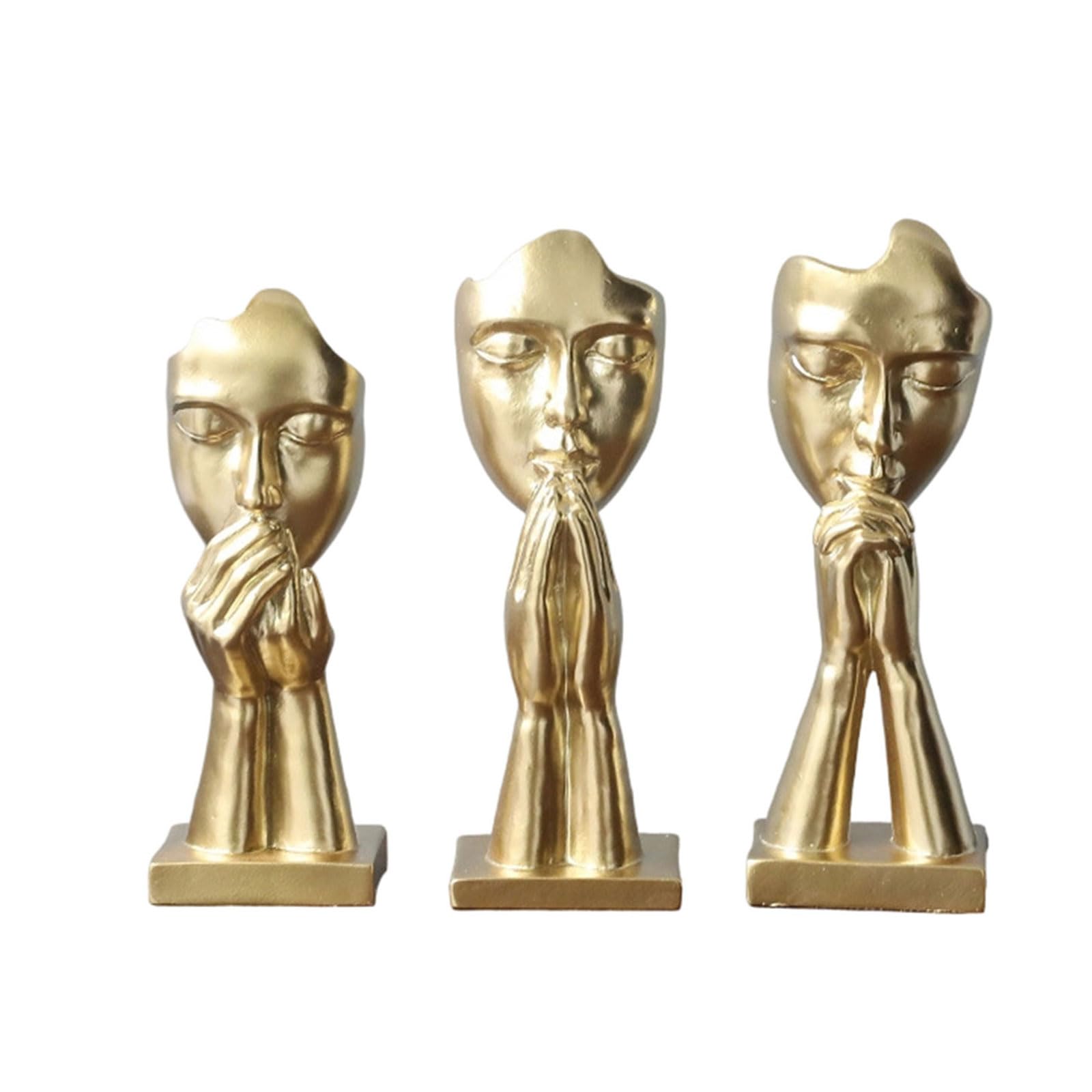 Kangnice 3 Piece Elegant Abstract Art Sculptures Resin Prayer Figurines Set for Gift Giving and Home Desktop Shelf Decors Minimalists Resin Statues