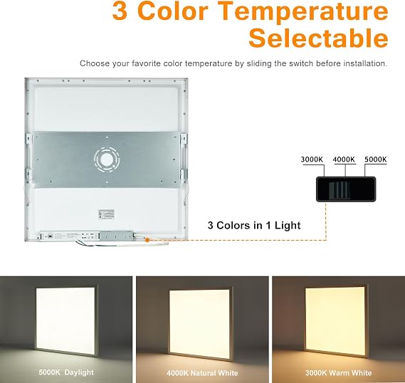 2x4 Flat Panel LED Flush Mount Ceiling Light 2-Pack and 2x2 LED Surface Mount Flat Panel Light 2-Pack Bundled Product