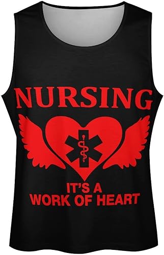 Miniatura 4 de Nursing Angel Heart Men's Tank Tops Print Sleeveless Shirts Workout Gym Muscle T Shirts Tee Tops