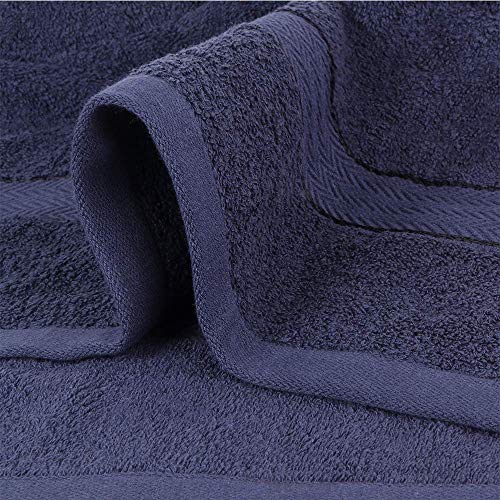 Image of Global Home 100% Cotton Bath Towel II 500 GSM II Blue II 140 X 70 cm - 2pc Set for Gym, Kitchen, Home, Bathroom or Spa, Wash Basin, Hotel
