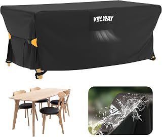 Velway Funda para Muebles de Jardín Impermeable - Funda Mesa Jardin de Exterior Cubierta Protectora a Prueba de Viento para Muebles de Jardín Rectangular (Negro 170x95x74cm)