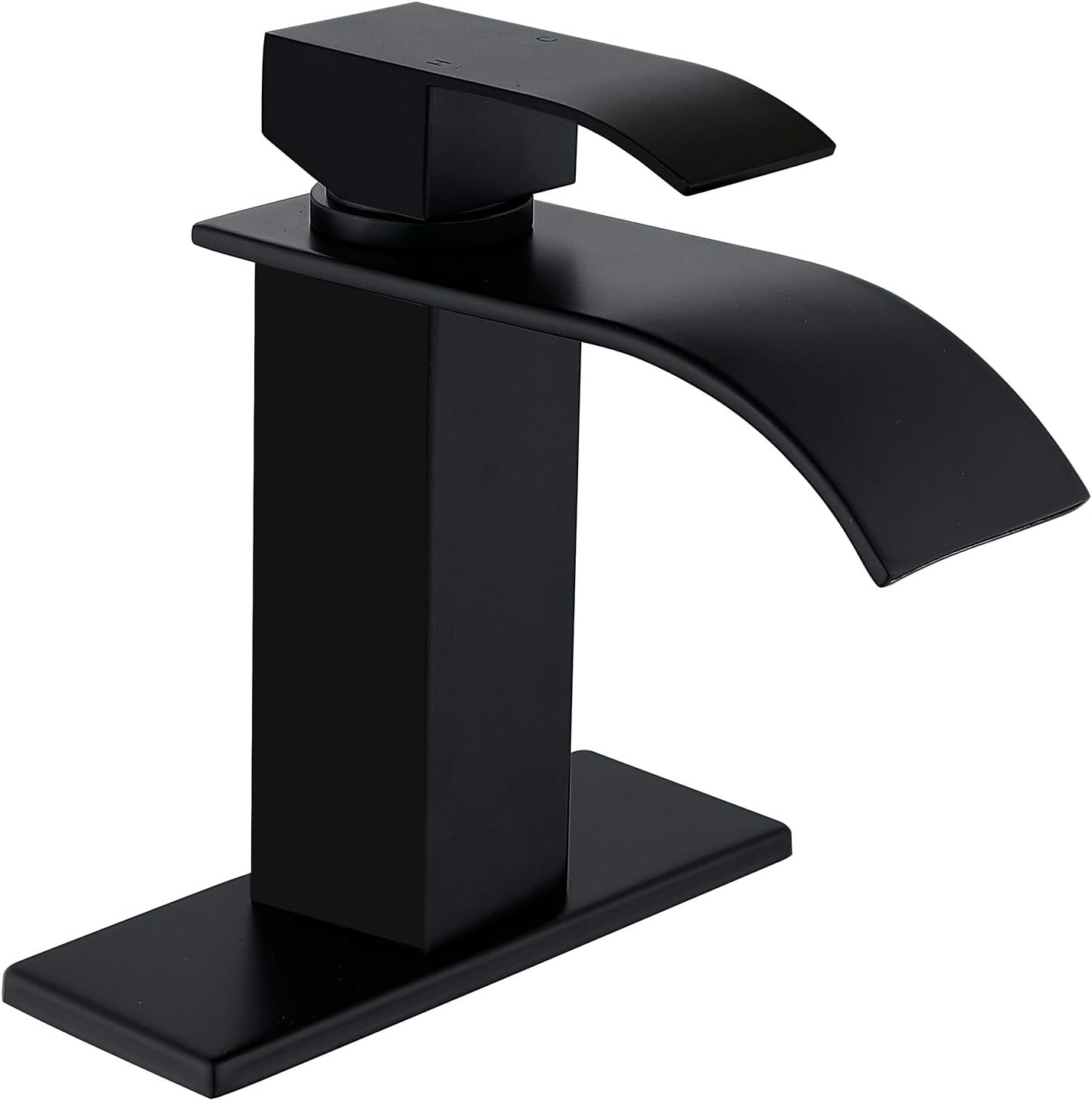Ntipox Black Waterfall Spout Bathroom Faucet Single Hole,Single Handle Bathroom Vanity Sink Faucet, Rv Lavatory Faucet Basin Mixer Tap, Matte Black