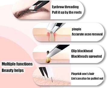 Tweezers for Women Facial Hair Eyebrow Kit Tweezer Set Black | Removal Tweezers Professional [9+1 PCS] Professional Stainless Steel Women &Men,Black Beauty Sets