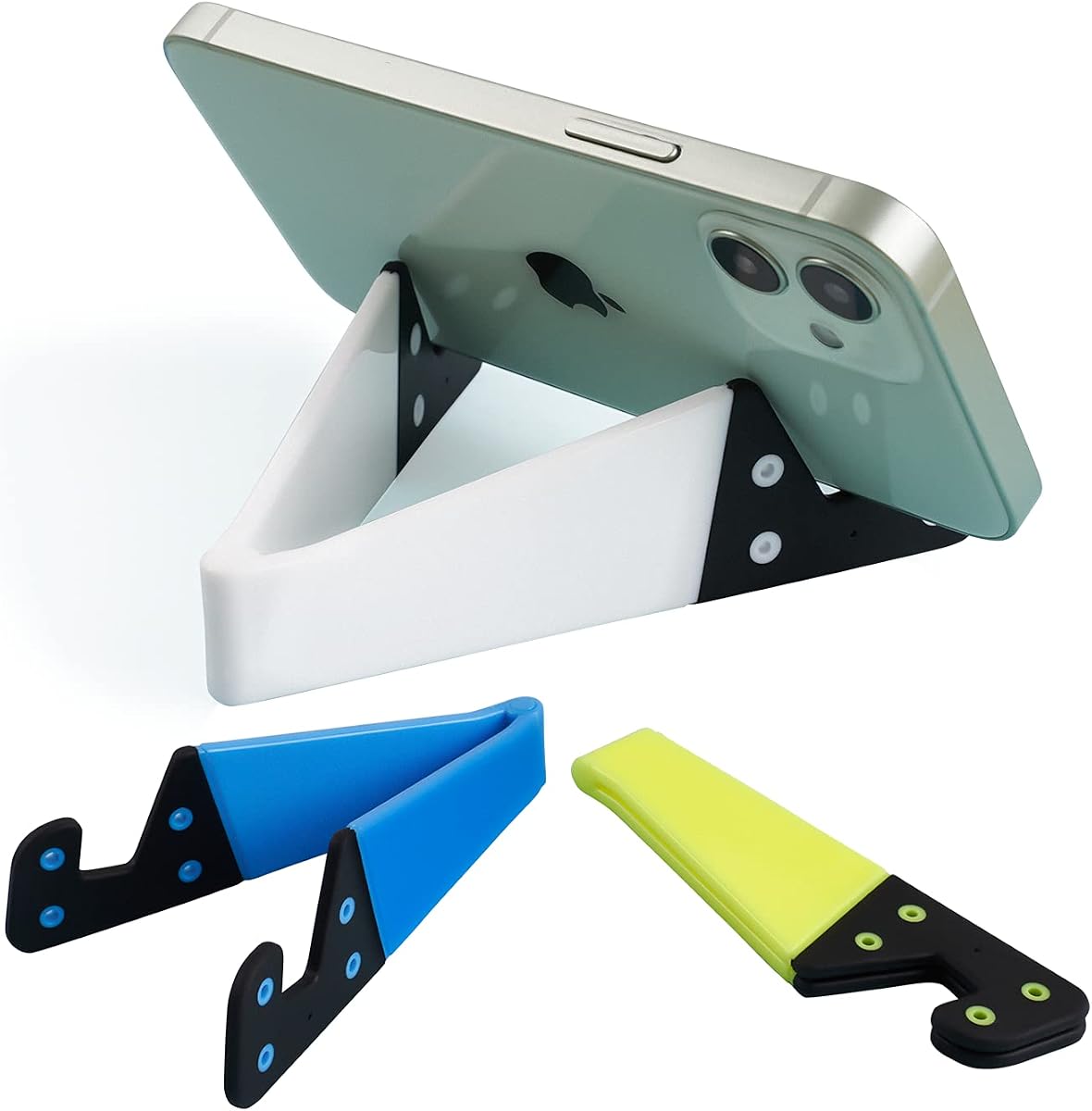 Portable Cell Phone Stand for Desk, Foldable Pocket Travel Mobile Phone Holder, Upgrade Universal V Smartphone Kickstand Mount Compatible with iPhone IPads Tablet Kindle Android, Pack of 3