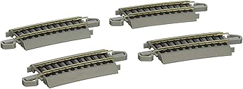 Bachmann Trains - Snap-Fit E-Z TRACK ONE-THIRD SECTION 18 RADIUS CURVED 4/card - NICKEL SILVER Rail With Gray Roadbed - HO Scale