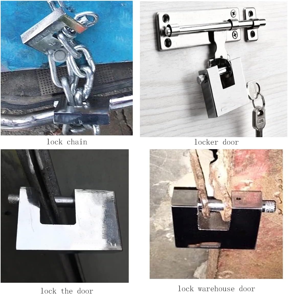 D-Shaped Heavy Duty Security Padlock with 3 Keys,Hardened Solid Steel Hardware Monoblock Lock,8mm Thick Shackle for Garages,Containers,Sheds, Lockers,Gates and Warehouse Protection Locks