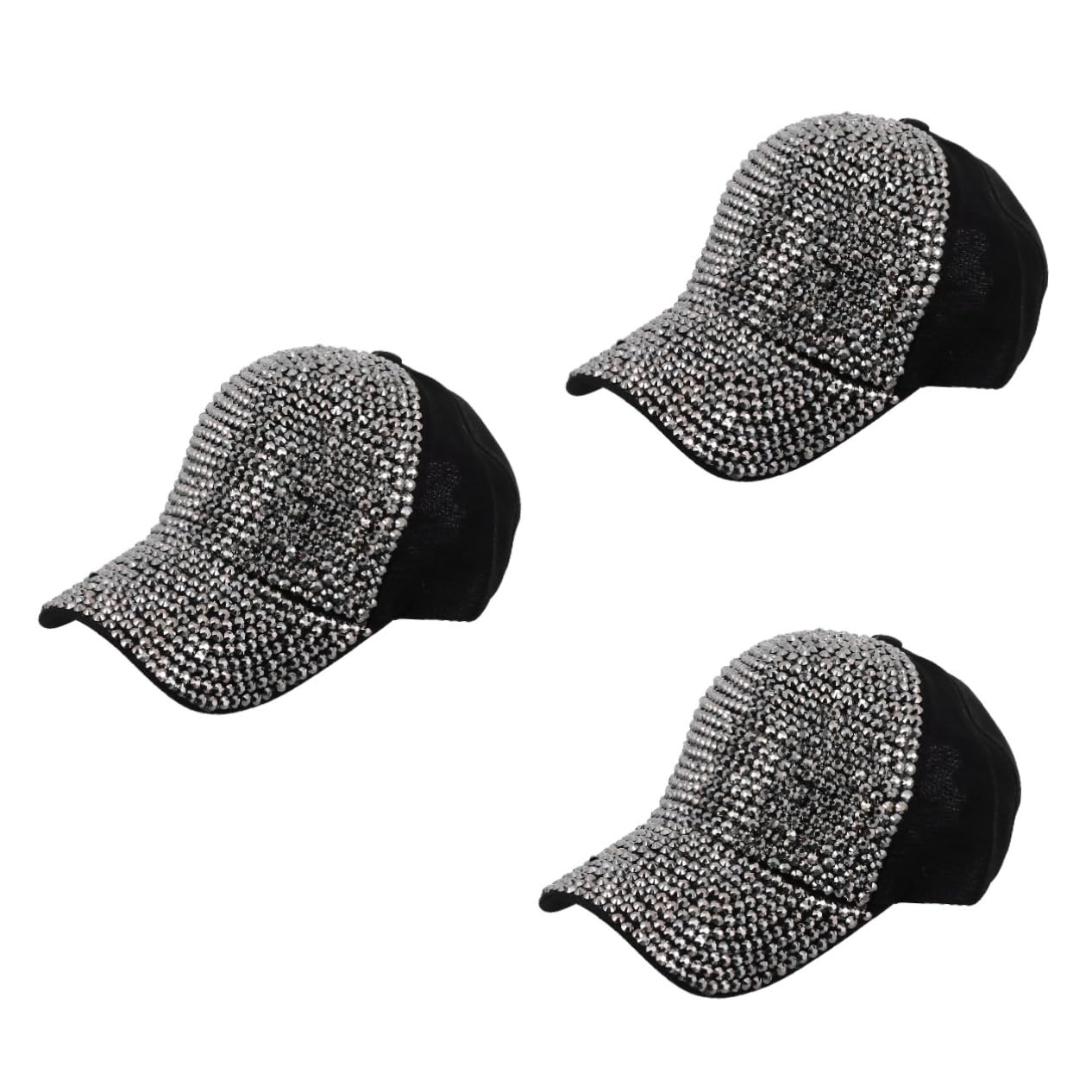 BESPORTBLE 3 Pezzi Cappello con Visiera Parasole Stile Hiphop con Diamante Brillante Multiuso per Allenamento Casual Quotidiano Viaggio Ufficio Vacanza Yoga Parco