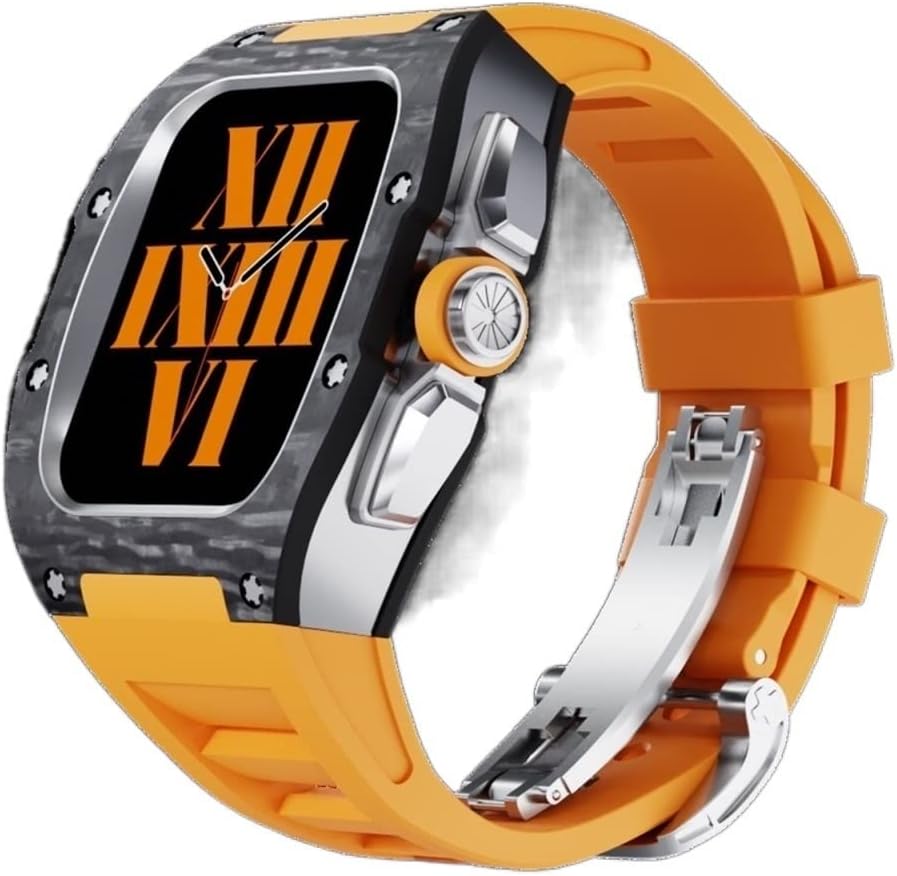 Carbon Fiber Watch Case，For Apple Watch Band 45mm Series 8 7 For Iwatch Series 6 5 4 Se 44mm Luxury Modification Kit image 4