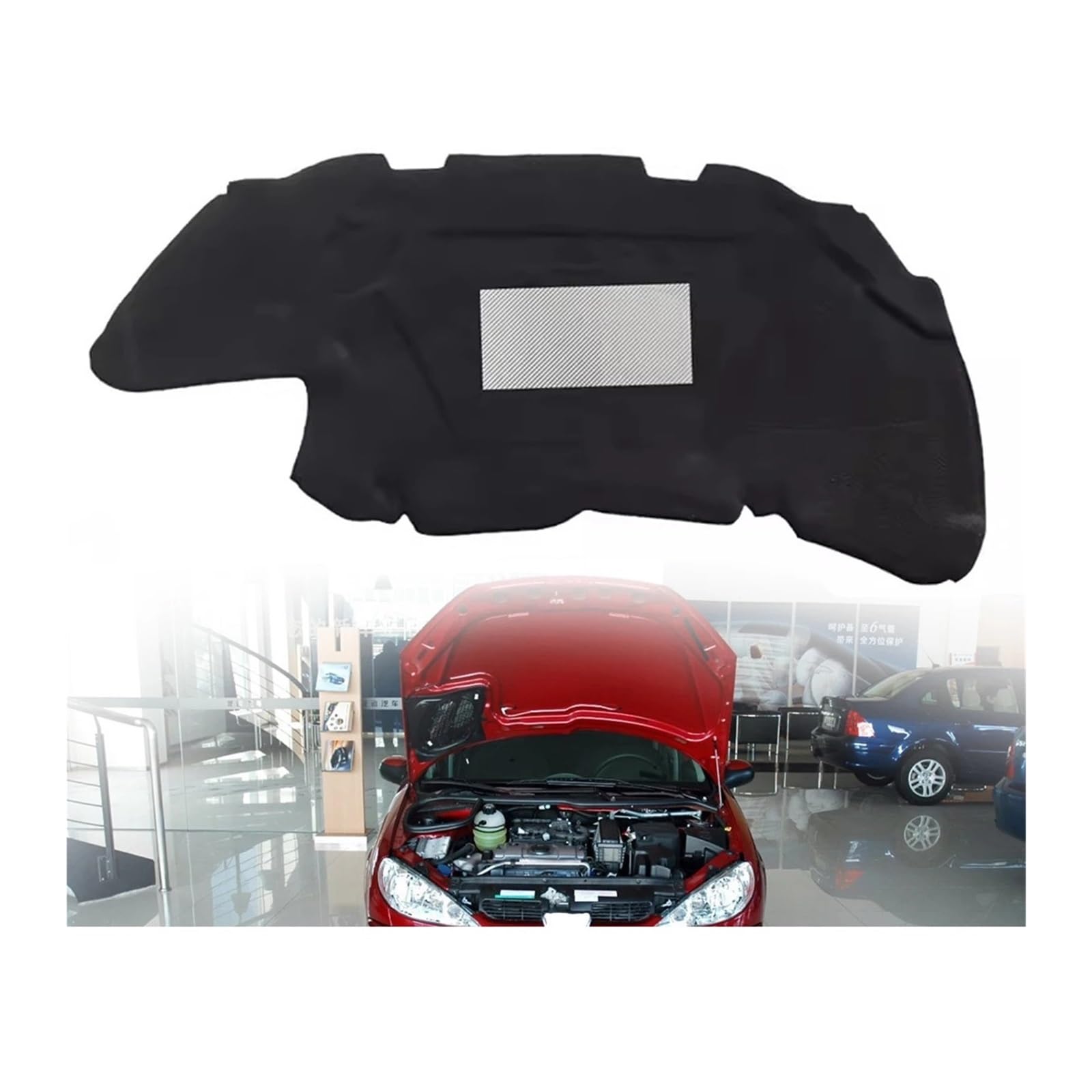 Dlkaddkgf One Color Front Engine Hood Insulation Pad Soundproof Mat Cover Foam Sound Heat Cotton Fireproof Compatible For Peugeot 206 2003 -2013