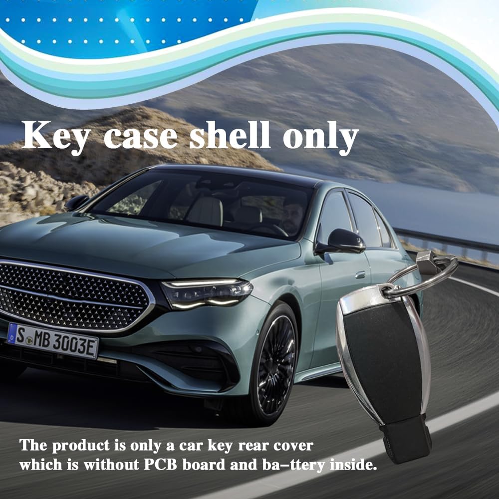 Car Key Rear Cover Replacement, Key Fob Cover, Auto Accessories Key Shell Case Compatible with B-Class C-Class E-Class W204 3 Buttons Car Key Fob Case